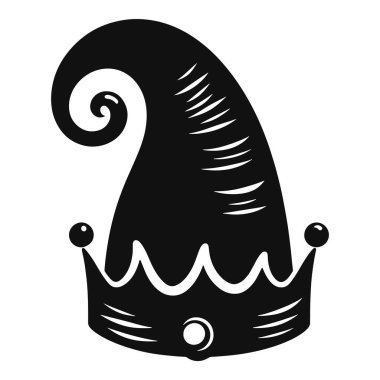 Noel süslemesi için çan ucu siyah vektörü olan zarif bir Noel elfi şapkası silueti.