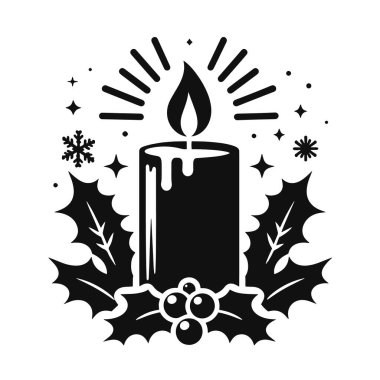 Noel mumu silueti ve Noel süslemeleri için kutsal siyah vektör.