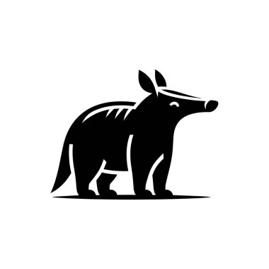 Siyah Yerdomuzu Silueti Vektör Tarzı Temizleme Hayvanı Grafiği Beyaz Arkaplanda İzole Edildi