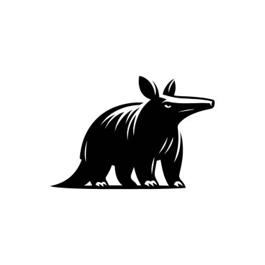 Siyah Yerdomuzu Silueti Vektör Tarzı Temizleme Hayvanı Grafiği Beyaz Arkaplanda İzole Edildi