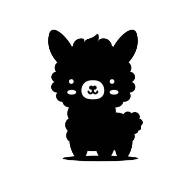 Büyük Kulaklı Şirin Bebek Alpaka Silueti ve Cricut El Sanatları ve Çocuk Dekorasyonu için Yuvarlak Tombul Vücut Vektörü