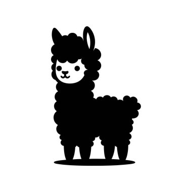 Büyük Kulaklı Şirin Bebek Alpaka Silueti ve Cricut El Sanatları ve Çocuk Dekorasyonu için Yuvarlak Tombul Vücut Vektörü
