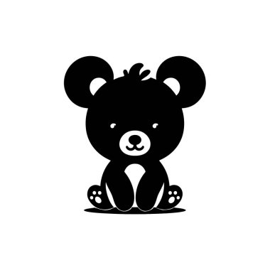 Koca Kafalı ve Siyah Vektör Tarzlı Tombul Vücutlu Sevimli Bebek Silueti Beyaz Arkaplanda İzole Edildi