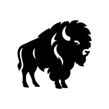 Amerikan Bizonu Katı Siyah Siluet Cricut Projeleri için SVG Vektörü Beyaz Arkaplanda Onluk Etiketler ve Lazer Kesimi