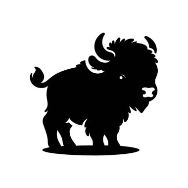 Tombul Vücutlu Şirin Bebek Amerikan Bizonu SVG Silueti ve Kriket Etiketleri ve El Sanatları için Büyük Boyutlu Baş Siyah Vektörü