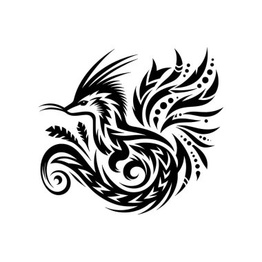 Dekoratif Girdaplı Amerikan Mink Silueti Eğri Çizgiler ve Temiz Siyah Vektör Kesikleri Beyaz