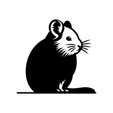 Katı Siyah Amerikalı Pika Siluet Vektör Tasarımı Temiz Hayvan Tasarımı Cricut SVG Kesme ve Süblimleşme Projeleri İçin Beyazın Üzerinde İzole Edildi