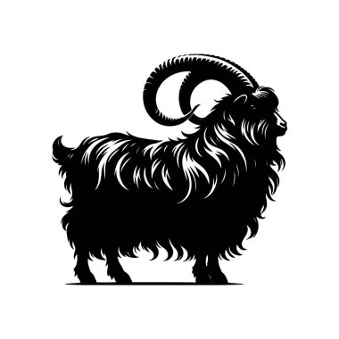 Angora Keçi Silueti Vektörü Siyah SVG İzole edilmiş Çiftlik Hayvanları Kesme ve Yazdırma için Grafikleri