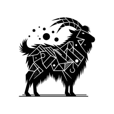 Geometrik Angora Keçi Silueti SVG Modern Çiftlik hayvanları için Üçgen Çemberler ve Dikdörtgenler
