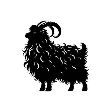 Angora Keçi Silueti Vektörü Siyah SVG İzole edilmiş Çiftlik Hayvanları Kesme ve Yazdırma için Grafikleri