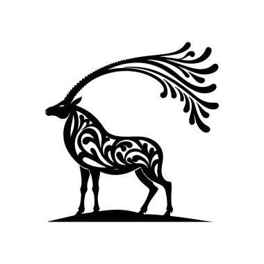 Mandala Sanat ve Hayvan Dekorasyonu Projeleri için Wave Dot Spiral Desenleri ile Zen Doodle Arap Oryx SVG