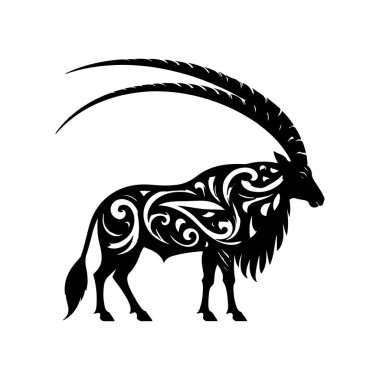 Mandala Sanat ve Hayvan Dekorasyonu Projeleri için Wave Dot Spiral Desenleri ile Zen Doodle Arap Oryx SVG