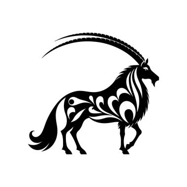 Mandala Sanat ve Hayvan Dekorasyonu Projeleri için Wave Dot Spiral Desenleri ile Zen Doodle Arap Oryx SVG