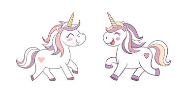  Kalp şeklinde işaretleri olan şirin tek boynuzlu atlar.