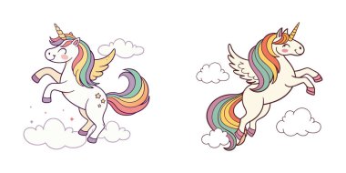 Gökkuşağı Maneli Sihirli Uçan Tekboynuzlar