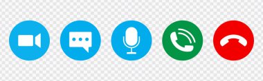 İletişim Simgeleri: Video, Sohbet, Mikrofon ve Telefon Sembolleri