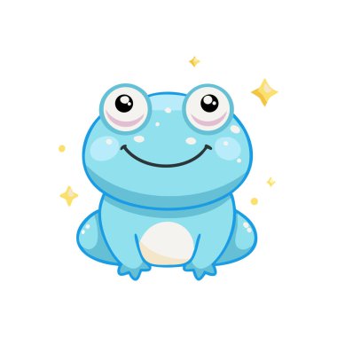 Büyük Gözler ve Parıltılarla Şirin Mavi Kurbağa