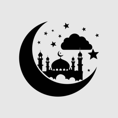 İslami Hilal Ay ve Yıldız ve Bulut Tasarımı Camii