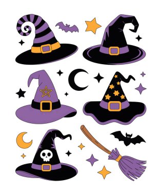 Cadılar Bayramı Cadı Şapkaları, Süpürge ve Kafatası Dekorasyonu