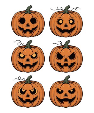 Cadılar Bayramı 'nın değişik yüzlü balkabağı koleksiyonu.