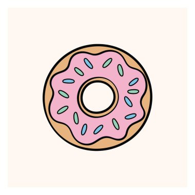 Delicious Doughnut with Pink Icing and Colorful Sprinkles Illustration
