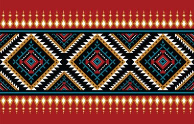 Amerikan kumaş desenli tasarım. Kumaş deseni oluşturmak için geometriyi kullan. Tekstil endüstrisi için tasarım, arka plan, halı, duvar kağıdı, giyim, Batik ve etnik kumaş. Yerli soyut desen. EP. 43