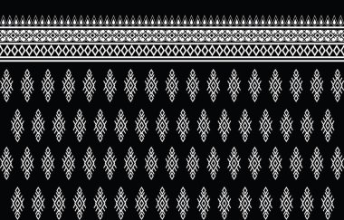 Amerikan kumaş desenli tasarım. Kumaş deseni oluşturmak için geometriyi kullan. Tekstil endüstrisi için tasarım, arka plan, halı, duvar kağıdı, giyim, Batik ve etnik kumaş. Siyah & Beyaz.
