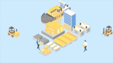 Logistic Technology animated isometric concept. Great for business, technology, education, communication, startup and company around the World. Logistic Technology illustration animation footage motion graphic.