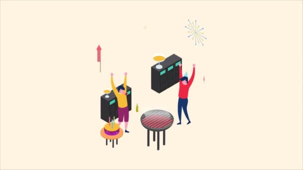 Party Event Animated Isometric Concept Great Business Technology Education Communication — Vídeo de Stock