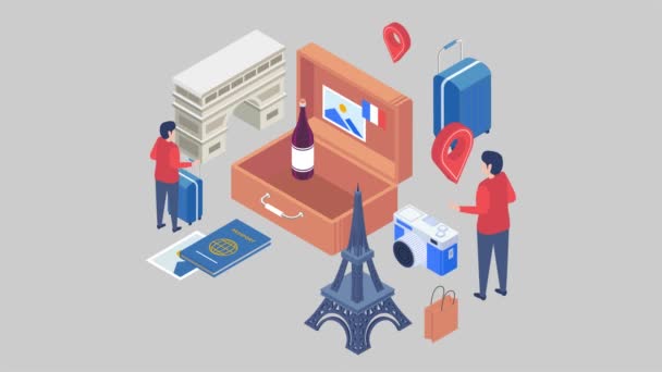 Traveling Animated Isometric Concept Great Business Technology Education Communication Startup — 图库视频影像