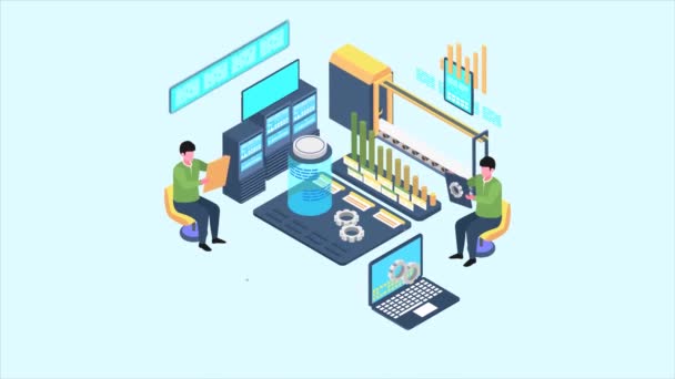 Automation Animated Isometric Concept Great Business Technology Education Communication Startup — 图库视频影像