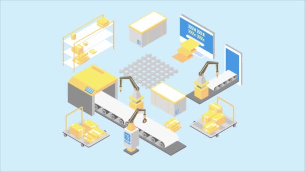 Factory Animated Isometric Concept Great Business Technology Education Communication Startup — 图库视频影像