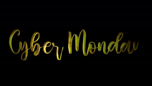 Cyber Monday Gold Handwriting Text Animation Inglés Añade Lujo Presentaciones — Vídeos de Stock