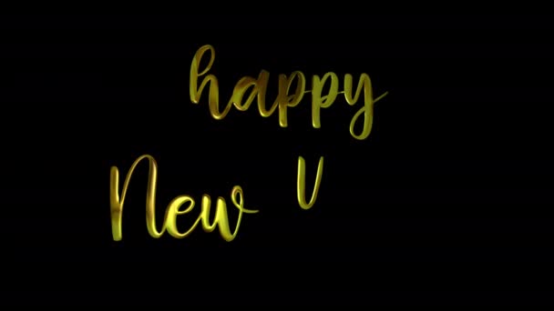 Happy New Year Gold Handwriting Text Animation Add Luxury Presentations — Vídeos de Stock