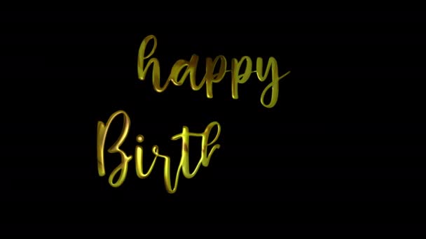 Happy Birthday Gold Handwriting Text Animation Add Luxury Presentations Videos — Video Stock