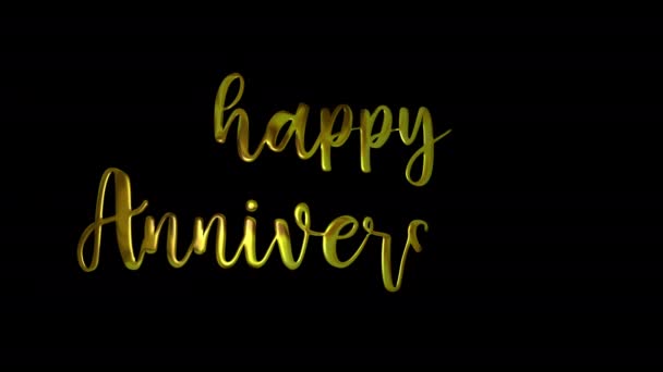 Happy Anniversary Gold Handschrift Text Animation Fügen Sie Präsentationen Videos — Stockvideo