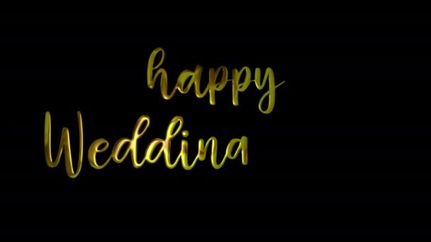 Happy Wedding Day Gold Handwriting Text Animation Add Luxury Presentations — Stock videók