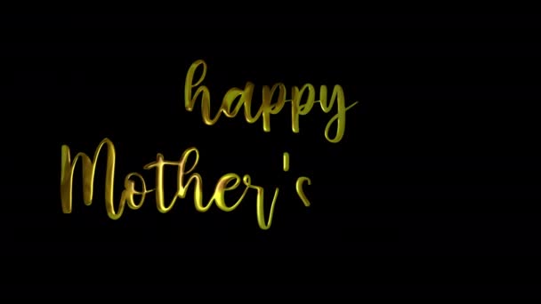 Happy Mother Day Gold Handwriting Text Animation Add Luxury Presentations — Video Stock