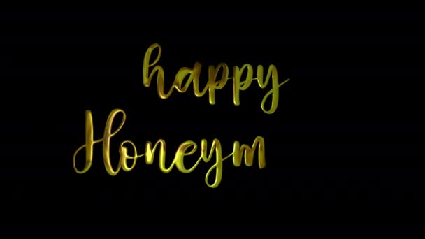 Happy Honeymoon Gold Handwriting Text Animation Add Luxury Presentations Videos — Stockvideo