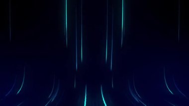 Simetrik mavi neon ışıklar soyut, fütüristik bir tasarım yaratır..