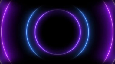 Mor ve mavinin tonlarında parlayan neon halkalar yaratıcı dijital tasarımlar için idealdir..