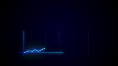 Karanlık bir arkaplanda, dijital veri analizi ve eğilim görselleştirmesini sembolize eden neon mavi çizgi grafiği.