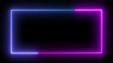 Neon dikdörtgen, modern ve sanatsal tasarımlar için mükemmel mor-mavi ışık gradyanı ile koyu arkaplanı aydınlatır..