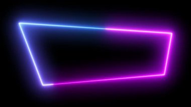 Mavi ile mor arası bir gradyanı olan neon dikdörtgen, koyu arkaplan üzerinde çarpıcı bir görsel etki yaratır..