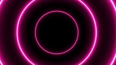 Karanlık soyutlamayla parlayan neon halkalar.