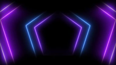 Neon beşgenler fütüristik bir tünel oluşturur.