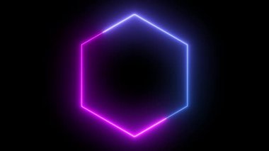 Karanlık gradyan üzerine titreşimli neon altıgen.