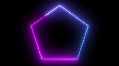 Karanlık soyut uzayda neon beşgen ışıkları.