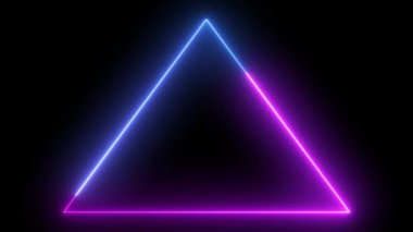 Karanlık uzayda neon üçgen ışıklar.