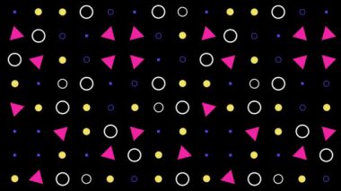 Karanlık bir tuval üzerinde eğlenceli geometrik dans.